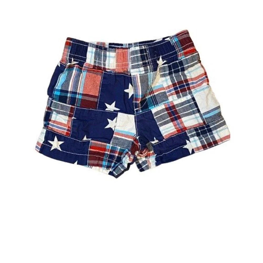 Baby Shorts 6-9 Months Nursery Rhyme Red White & Blue Elastic Waist Cotton